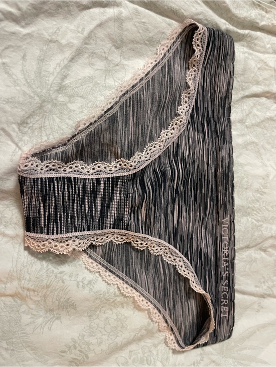 Victoria's Secret Other - Victoria's Secret Heathered Gray Hipster Panty with Pink Lace Trim
